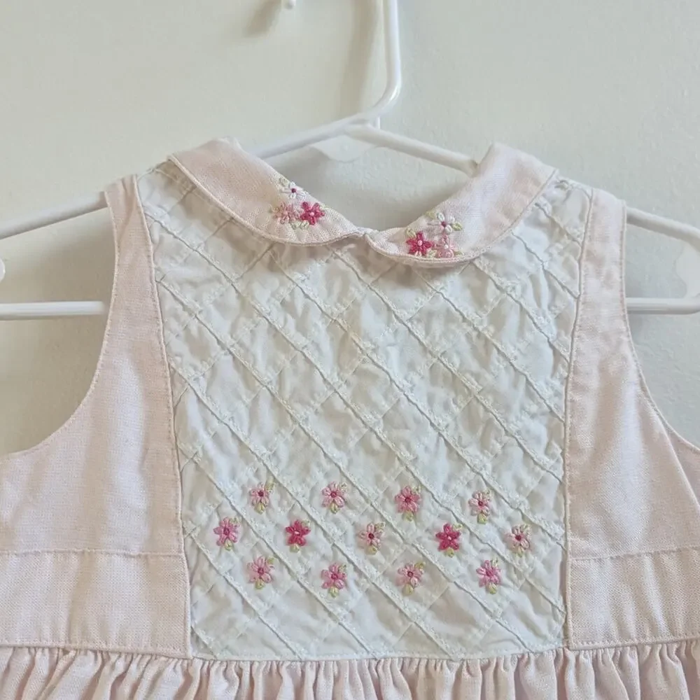 Vtg Y2K Gymboree Dress Easter Girls Sz 18-24m Smocked Pink 2001